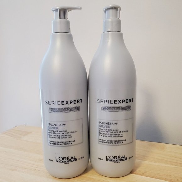 2X L'Oreal Professional Magnesium Silver Shampoo, Grey/White Hair 33.1oz - Picture 1 of 3
